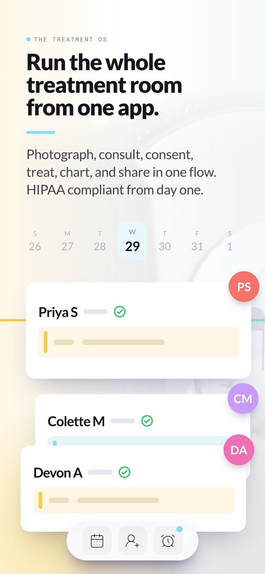 Card 1, The Treatment OS: Run the whole treatment room from one app.