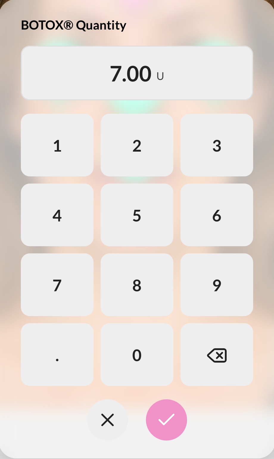 The dose keypad: 7.00 units keyed in